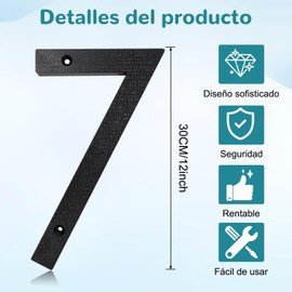 Numeros para Casa Exterior, 3D Números Residenciales Casa Altura 30cm, 0-9 Números Impermeables para Autoadhesivo para Puerta, Adecuado para Oficinas, Casas, Pisos, Almacenes (7)
