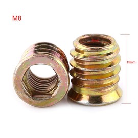 20pcs Carbon Steel Hex Socket Drive Insert Nuts Hex Drive Head Nut Threaded for Wood Furniture, Zinc Plated Carbon Steel