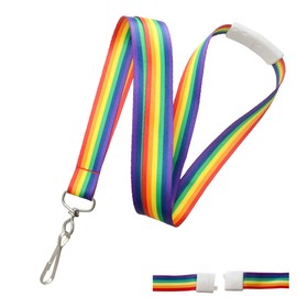 Specialist ID Bulk 100 Pack - Rainbow Lanyard with Breakaway for Badge Holder and Keys - Cute Neck Strap Keychain with Swivel J Hook for Name Tag, I’d Cards and More