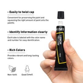 HIMI Acrylic Paint Set,18 Colours, 12ml Tubes,High Viscosity Water Based Paint, Art supplies for Painting Canvas,Fabric,Wood And Paper