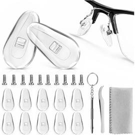 Almohadilla Nasales para Anteojos, 10 Pares Almohadillas Nariz Gafas Silicona con Tornillos, Pinzas, Destornilladores, Kit de Reparación de Anteojos para Gafas Decorativas, Gafas de Sol
