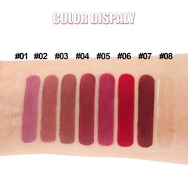 Red Lip Gloss Lipstick Set, 8 PCS Matte Pink Liquid Lipsticks Set, Brown Non-stick Cup Nude Pink Lipgloss, Highly Pigmented Plumper, Long Lasting Lips Oil Kit, Gift for Women Makeup