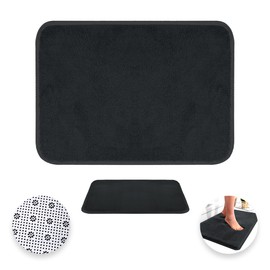 Raganet, Tapete de Baño Super Absorbente de Memory Foam, Alfombra de Baño de 60cm Largo X 40cm Ancho, Base Antideslizante, Maxima Abosrcion, Facil de Lavar, Material Duradero (1, Negro)