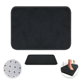 Raganet, Tapete de Baño Super Absorbente de Memory Foam, Alfombra de Baño de 60cm Largo X 40cm Ancho, Base Antideslizante, Maxima Abosrcion, Facil de Lavar, Material Duradero (1, Negro)
