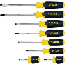 VACO VAC7082 8-Piece Screwdriver Set, Versatile Phillips and Slotted Drivers, Laser-Etched Precision Blades and Comfort Handles