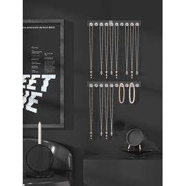 Ausalivan Wall Mounted Hanging Necklace Organizer Holder,Small Necklace Hanger Wall Mount,Acrylic Jewelry Hooks Storage Long Necklace,Closet Hanging Bracelet Display Stand (2)