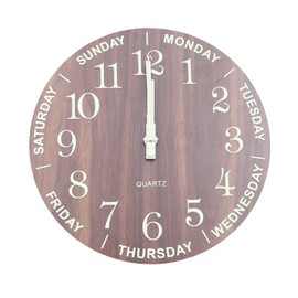 LIAPDG 12" x 12" x 1.6" Luminous Wall Clock, Creative Glow in The Dark Clock for Living Room Bedroom Retro Fashion Modern Simple Metal Pointer Wood Grain