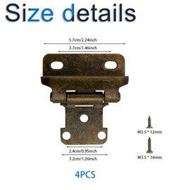 INCREWAY Overlay Cabinet Hinge, 4PCS Cupboard Door Hinge Concealed Wardrobe Door Hinge with Screw Self Closing Flush Cabinet Door Inset Hinge