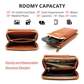ANDOILT Small Crossbody bags Cell Phone Purses for Women Shoulder Travel Pouch Handbag Wallet with Credit Card Slots Brown
