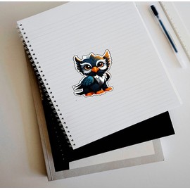 Set of 3 - Cute Owl Cartoon Vinyl Decal Sticker, Blue and White Design,SUV, Van, Window, Bumper, Wall, Laptop, Tablet, Cup,Tumbler Or Any Smooth Surface