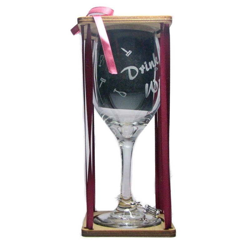 Orange Kat Drink Up Witches! Stemmed Wine Glass with Charm