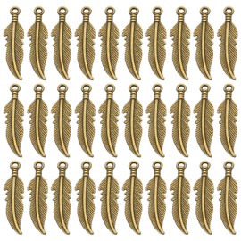 [PATIKIL] 100pcs Mini Vintage Feather Charms Metal Charms Pendant Charms for Jewelry Designer DIY Jewelry Making Keychain Bronze