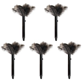 iHUFeather Retractable Ostrich Feather Duster for Cleaning, 15 Inch Fluffy and Natural Feather Duster with Retractable Handle， Reusable Eco-Friendly Handheld Cleaning Supplies(5PCS)