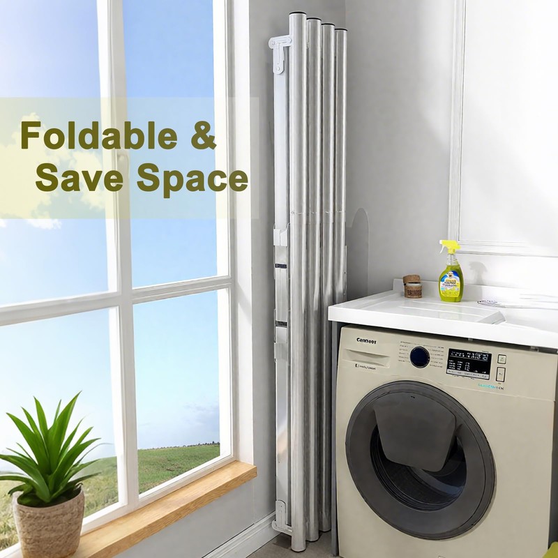 XIMSPHY 5 Rods Clothes Drying Rack, Folding Drying Rack Clothing,