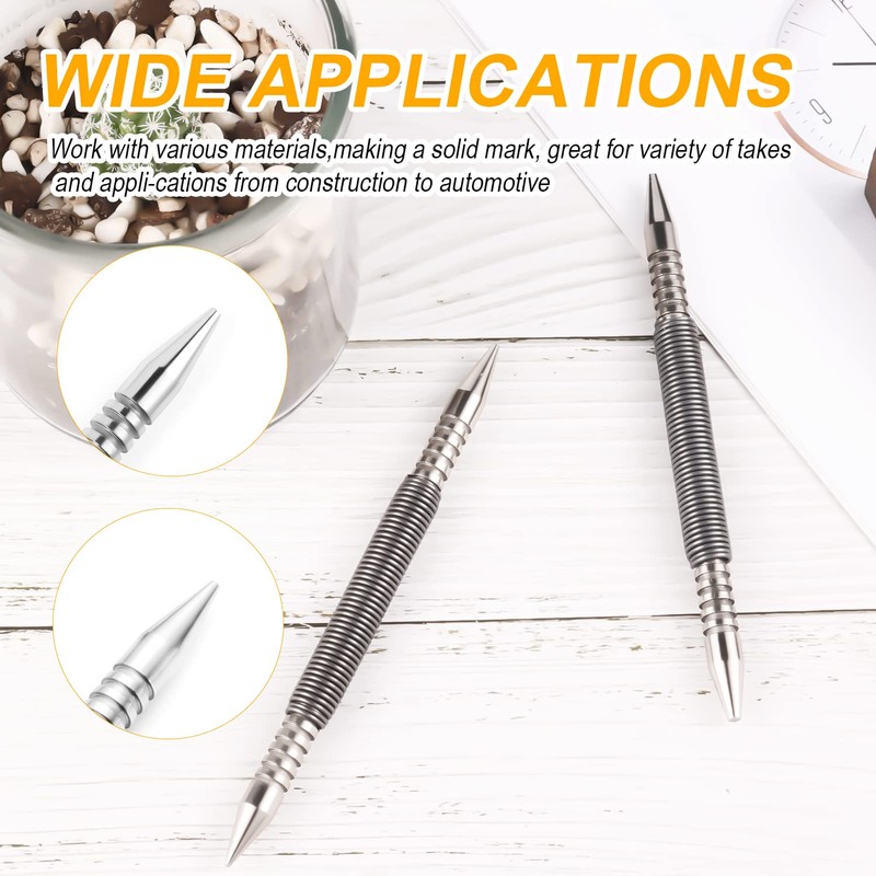 2pcs Dual Head Nail Setters, (1/32-1/16 Inch) (3/32-1/8 Inch) Spring