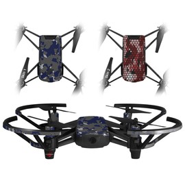 Skin Decal Wrap 2 Pack Compatible with DJI Ryze Tello WraptorCamo Old School Camouflage Camo Blue Navy Drone NOT Included