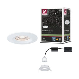 Paulmann 94298 Nova Mini LED Recessed Luminaire Coin Round Rigid Recessed Ceiling Spotlight Aluminium Warm White 2700 K 4 W Rigid IP44 Matte White 1 x 4 W