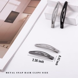 Cptots Cptots 16 PCS Snap Hair Clips Metal Barrettes for Women Non Slip Barrettes for Thick and Thin Fine Hair,Matte Black Gray White,2.36 x 0.43 Inches.