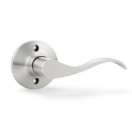 GOBEKOR 1 Pack Brushed Nickel Dummy Lever Satin Nickel Door Handle Wave Right-Handed Door Lever Non-Turning Lock Half Dummy Handles for French Doors