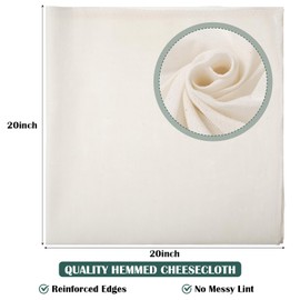 Reginary 48 Pcs Cheese Cloths Bulk, Grade 100, Hemmed Cheesecloth for Straining Unbleached Cotton Muslin Cloth Reusable for Cooking Baking Juicing Cheese Making (20 x 20 Inches)