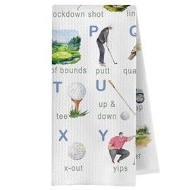 OVAcational Golf Alphabet Kitchen Towels, Gifts for Golf Lovers Kids Hand Towels for Bathroom, Golfs Gifts for Kids Dish Tea Towel for Kitchen, 16x24 Inch