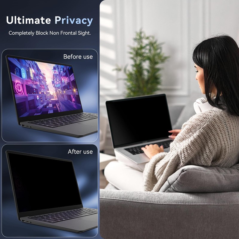 Laptop Privacy Screen 14 Inch Aspect 16:10, Removable Anti Glare