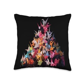 Origami Master Folding Paper Craft Origami Cranes Japanese Art Paper Folding Artist Throw Pillow, 16x16, Multicolor