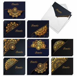 The Best Card Company 20 Assorted Ramadan Notecards Boxed Set 4 x 5.12 Inch with Envelopes (10 Designs, 2 Each) Ramadan Luxury AM10415RDG-B2x10