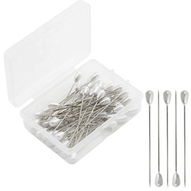 Zlongron 100 Pieces Hijab pins, Long Teardrop Pearl Head pin, Boutonniere pins, Buttonhole pin, can Also be Used for Jewelry Making Sewing Wedding Floral Decorations and DIY Crafts