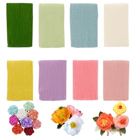Nurila 8 Colours Crepe Paper Colourful 10 cm x 250 cm Crepe Paper Flowers for DIY Crepe Paper Flowers Crafts, Paper Crafts, Ruffle Paper for Decoration, Party Decoration, Birthday Decoration