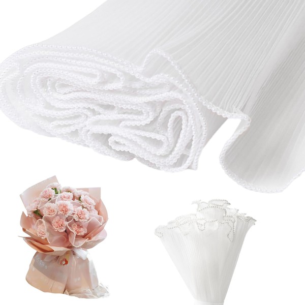 JKYVAA 4m Flower Wrapping Mesh Paper 28cm Wide Pearl Edge