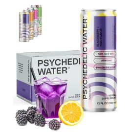 Psychedelic Water Blackberry + Yuzu, Mood Enhancing Relaxation Drink, 12 Fl Oz (12 Cans), Gluten Free, Vegan (Blackberry+Yuzu)