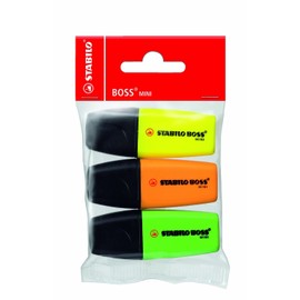 Highlighter - STABILO BOSS MINI - Pack of 3 - yellow, green, orange