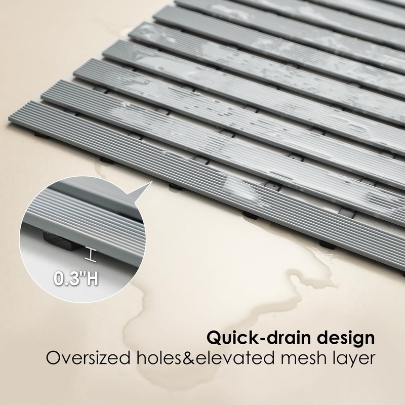 SHIMOYAMA Shower Floor Mat, Non Slip Bathtub Mat with Double-Sided