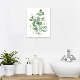 EUROPICART Bathroom Plant Leaf Wall Art Modern Minimalist Picture on Canvas for Teal Home Decor 12x15