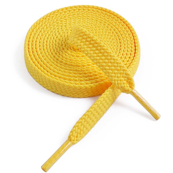 VSUDO 115 cm Double Layer Flat Yellow Shoe Laces for
