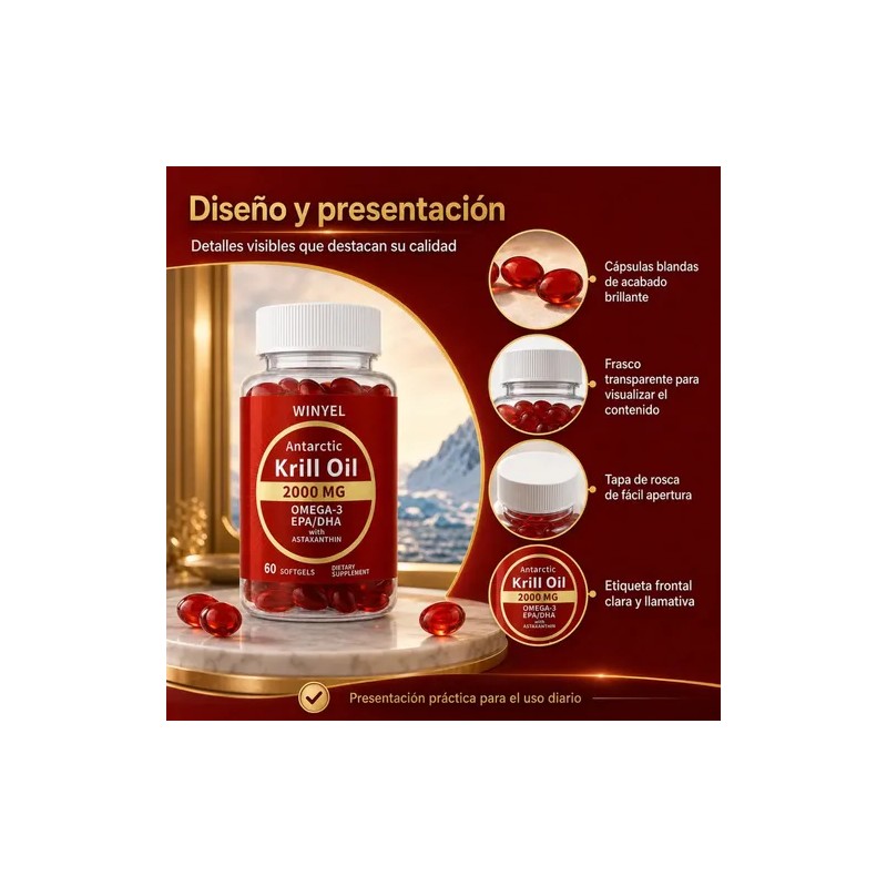 Aceite Krill Premium Omega 3 En Cápsulas Blandas Uso Diario