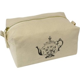 'Vintage Teapot' Canvas Wash Bag/Makeup Case (CS00041852)