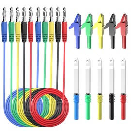 Goupchn - Kit de cables de prueba de enchufe de plátano a plátano de 4 mm con clips de cocodrilo sondas de perforación de alambre de aislamiento para multímetro, pruebas de diagnóstico automotriz