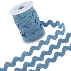GORGECRAFT 12.5 Yards Rick Rack Trim for Sewing 1/2 Inch RIC Rac Wavy Ribbon Zig Zag Steel Blue Rickrack S Shaped Lace Ribbon Polyester Woven Braided Fabric with Spool for DIY Crafts Wedding Clothes