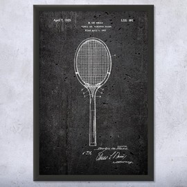 Tennis Racket Patent Framed Print (9x12) Tennis Gifts, Home Gym Decor, Gift For Coach, Badminton Gifts, Mom Gifts, Dad Gifts, Tennis Art
