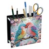 SHEGZHUC 13 x 11.8 cm Diamond Painting Pen Holder Desk Parrot Bird Flower Organiser Diamond Painting Pens Organiser Pen Holder Brush Holder Special Stones Gifts for Office School Household
