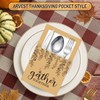 Whaline 100Pcs Thanksgiving Turkey Cutlery Paper Holders Rustic Kraft Utensil