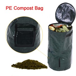 Collapsible Compost Bag 2 Sizes Organic Waste Kitchen Garden Yard Compost Bag Environmental PE Cloth Planter(17.7 x 31.5 inch)