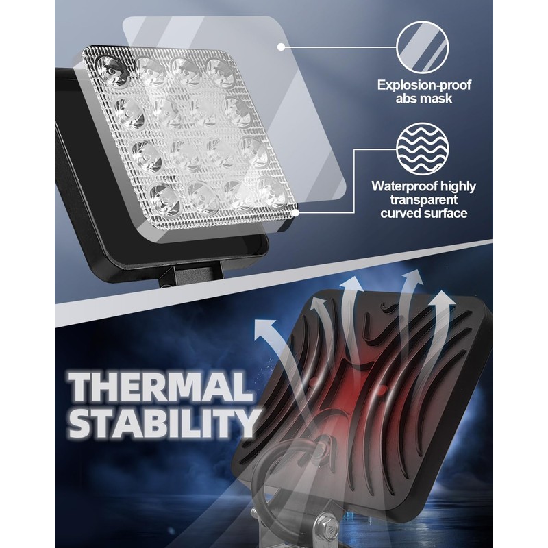 Rantizon 32W LED Adjustable Work Light with 16 Beads, 4-Inch,