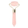 Natural Rose Quartz Welding Gold Metal Roller Massager Jade Beauty