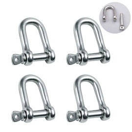 Reedny Stainless Steel 304 D Shape Shackle 5/32", 1/4", 5/16",3/8", 9/16", for Chains Wirerope Lifting Outdoor Camping Survival Rope Bracelets Or for Heavy Duty Construction (5/32" 4Pcs)