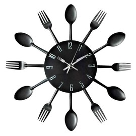 Metal Kitchen Wall Clock Spoon Fork Wall Clock Living Room Decoration Mute Clock for Kitchen Restaurant