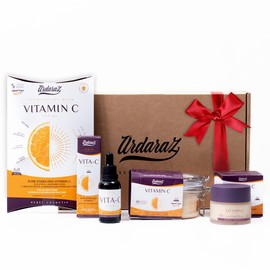 Skincare Blemish Whitening Kit with Vitamin C and Hyaluronic Acid Gift Set for Women with Exfoliating Pads, Serum, Cream, 5 Masks