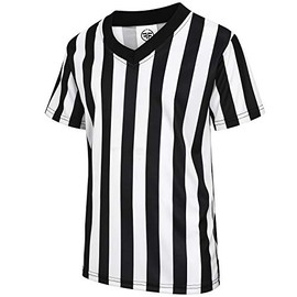 ChinFun Children's Referee Shirt Kids Black and White Stripe Ref Costume for Basketball, Football, Volleyball V-Neck XL